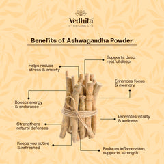 Vedhita Ashwagandha Powder (Indian Ginseng) - 100% Pure & Natural