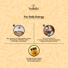 Vedhita Ashwagandha Powder (Indian Ginseng) - 100% Pure & Natural