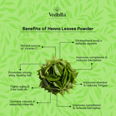 Vedhita Henna Powder (Lawsonia Inermis) - 100% Pure & Natural