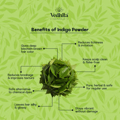 Vedhita Indigo Powder (Indigofera Tinctoria) - 100% Pure & Natural