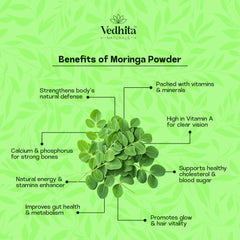 Vedhita Moringa Leaf Powder (Drumstick Tree/Sahjan) - 100% Pure & Natural