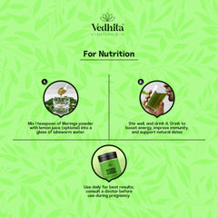 Vedhita Moringa Leaf Powder (Drumstick Tree/Sahjan) - 100% Pure & Natural