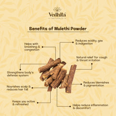 Vedhita Mulethi (Licorice) Root Powder - 100% Pure & Natural