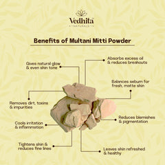 Vedhita Multani Mitti (Fuller’s Earth) Powder - 100% Pure & Natural