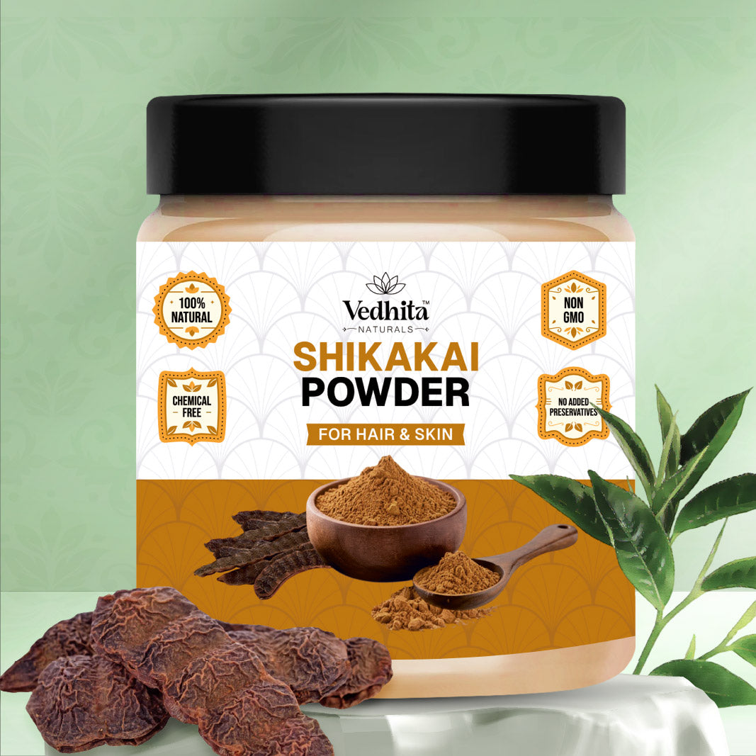 Vedhita Naturals 100% Pure Shikakai Powder for Hair | 100% Pure and Natural | Hair Nourishment & Scalp Care (200g + 50g Extra)