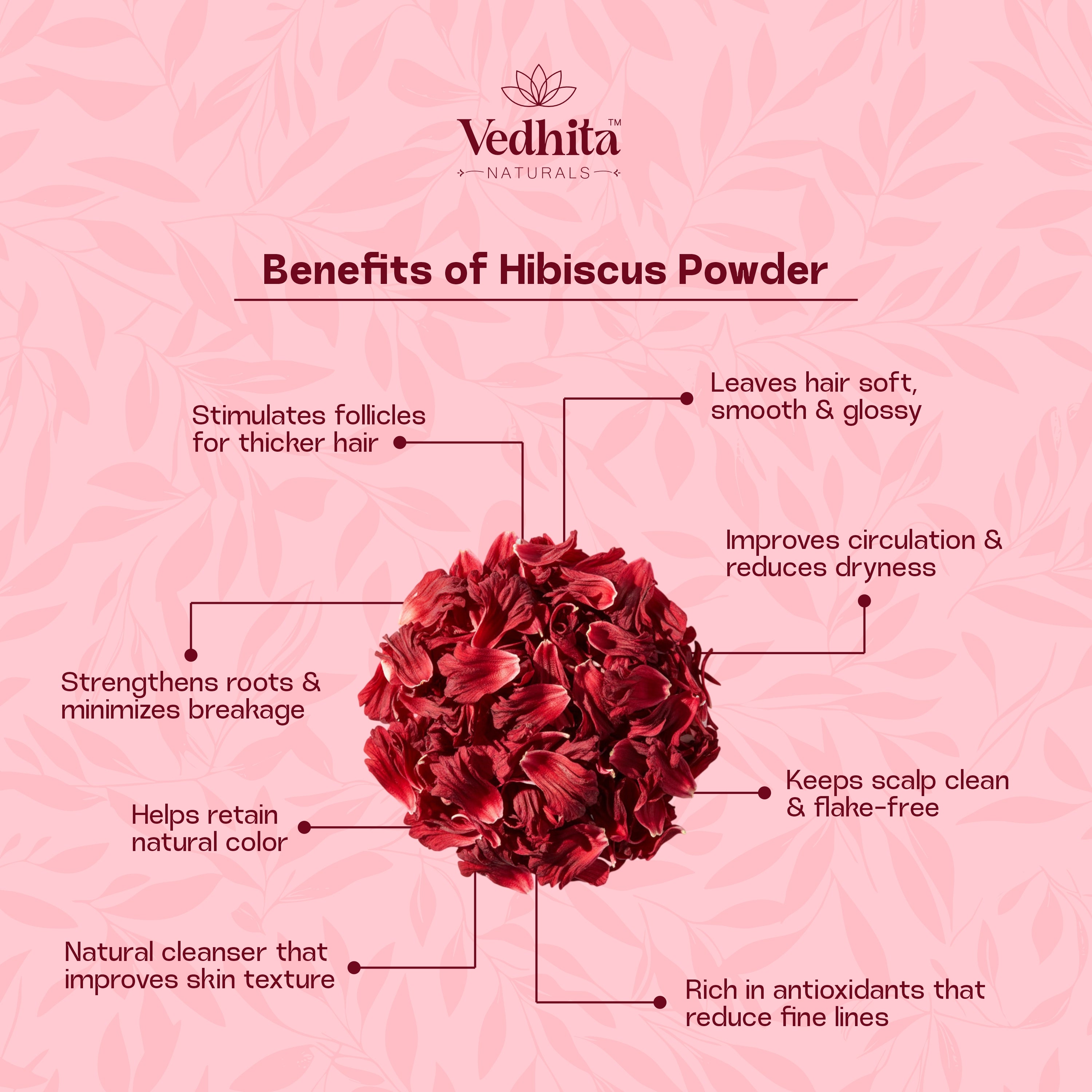 Vedhita Hibiscus Powder - 100% Pure & Natural