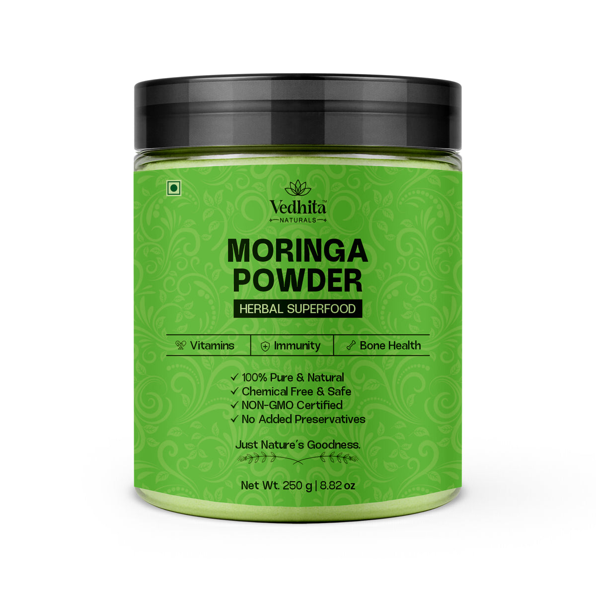 Vedhita Moringa Leaf Powder (Drumstick Tree/Sahjan) - 100% Pure & Natural