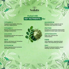 Vedhita Naturals Moringa Leaf Powder | Ayurvedic Superfood | For Daily Nutrition, Skin Support & Vitality | 100% Pure & Natural (200g + 50g Extra)