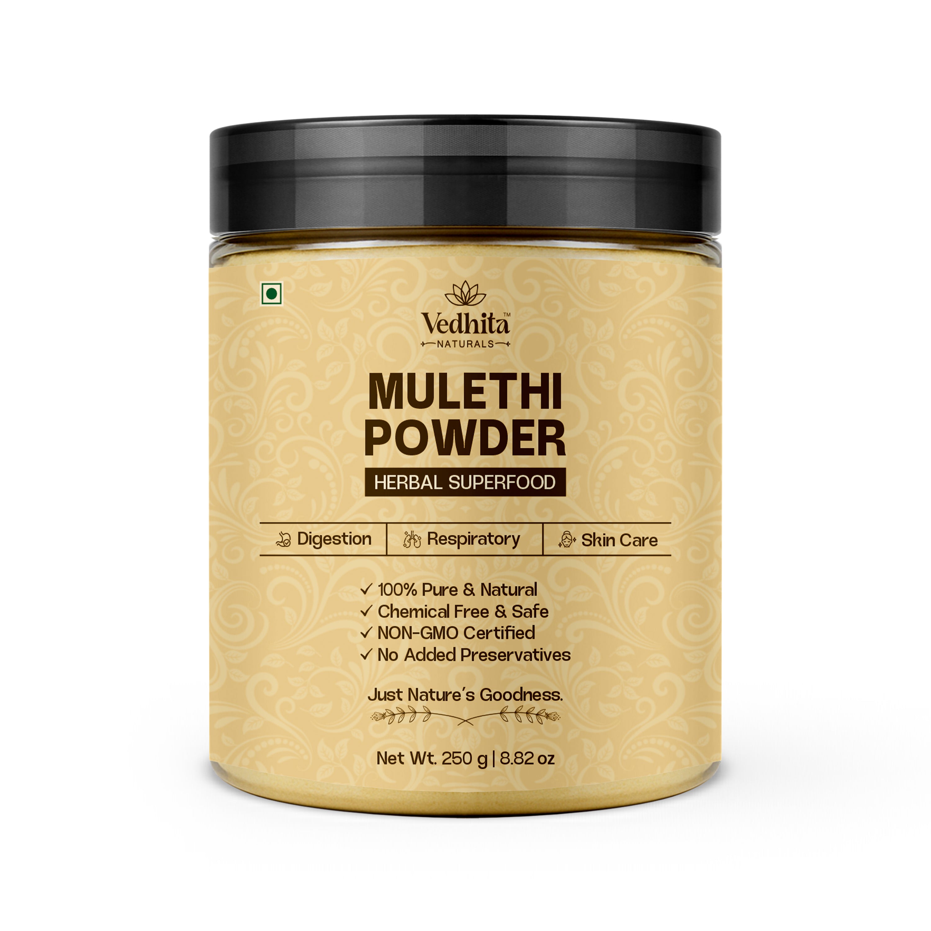 Vedhita Mulethi (Licorice) Root Powder - 100% Pure & Natural