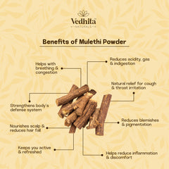 Vedhita Mulethi (Licorice) Root Powder - 100% Pure & Natural