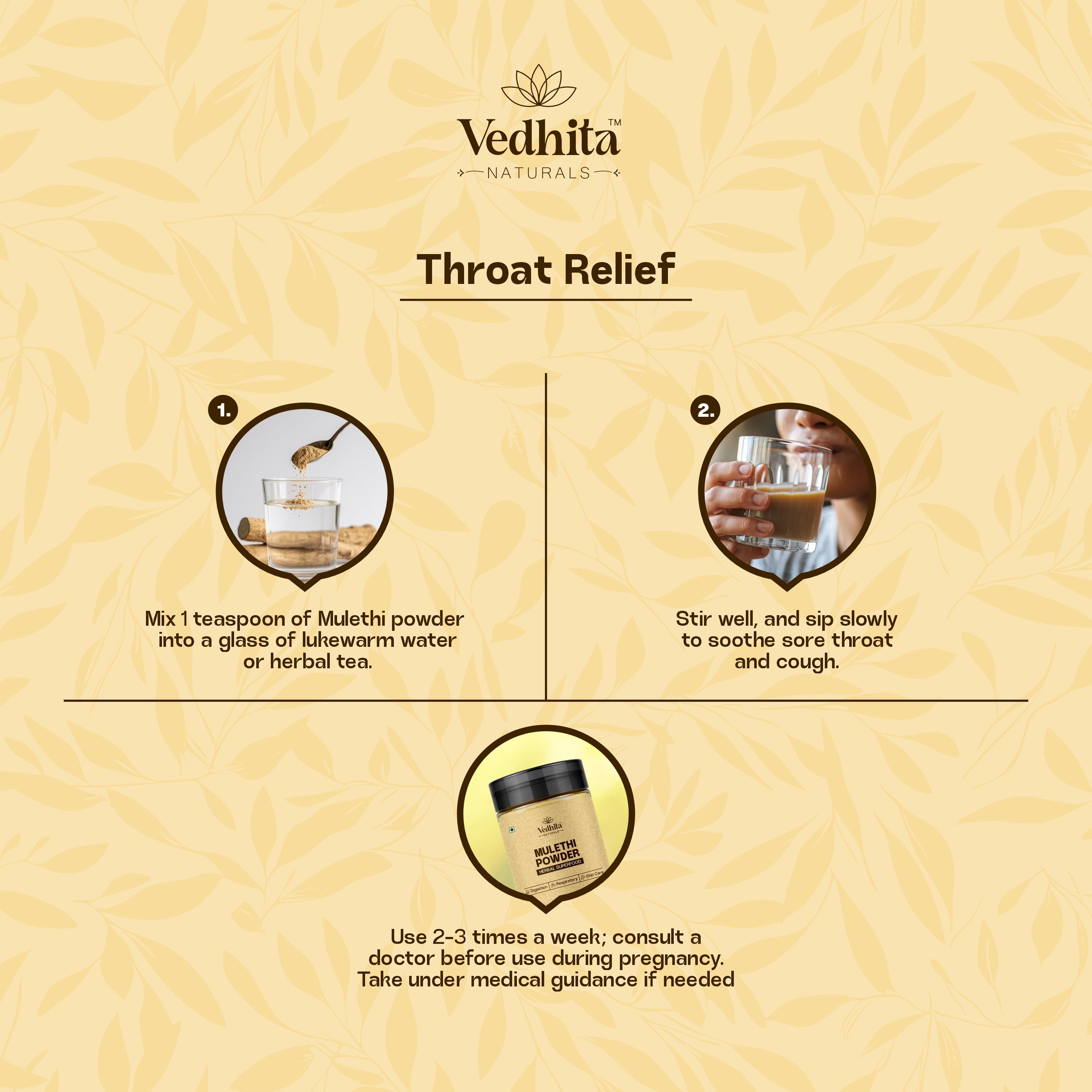 Vedhita Mulethi (Licorice) Root Powder - 100% Pure & Natural
