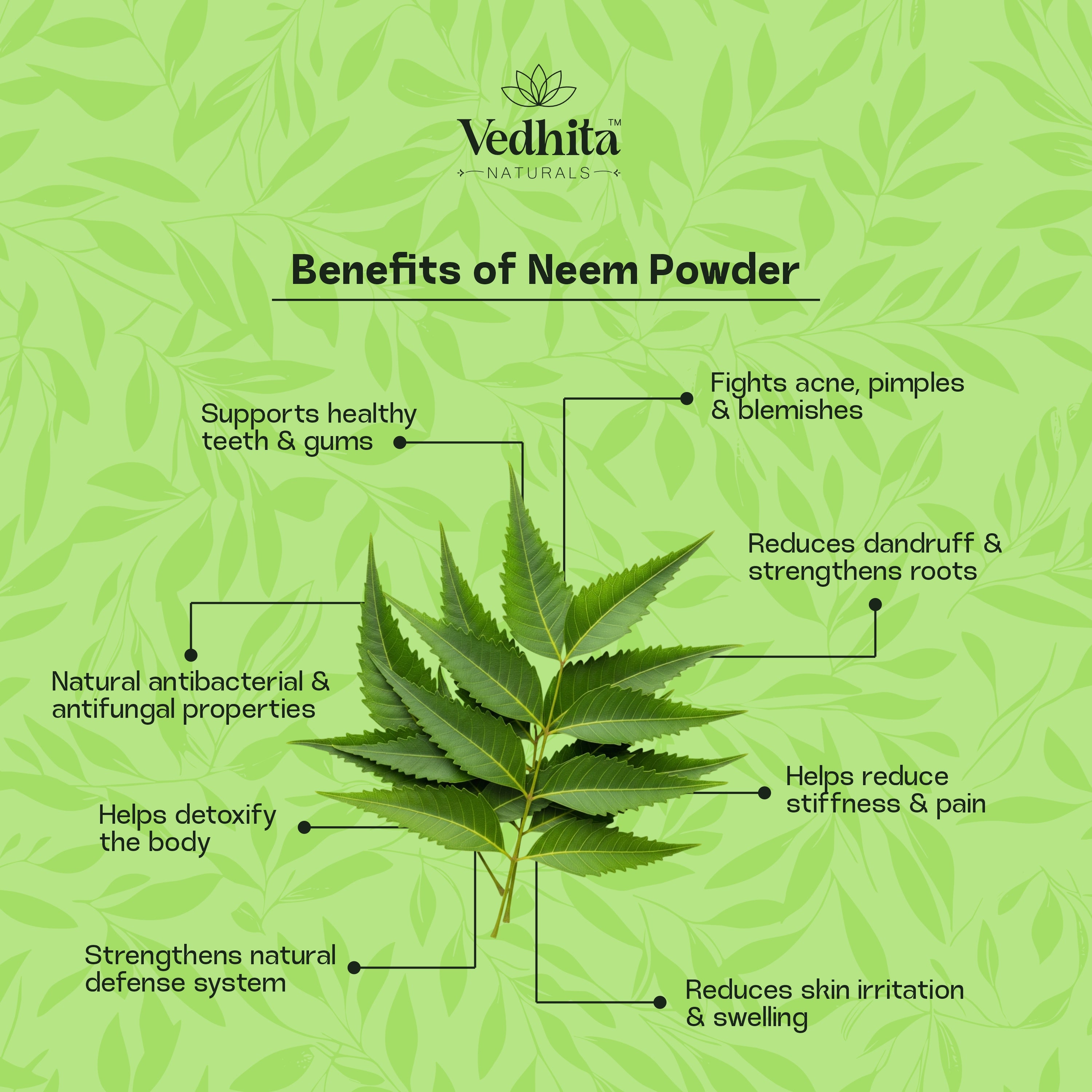 Vedhita Neem Leaf Powder - 100% Pure & Natural