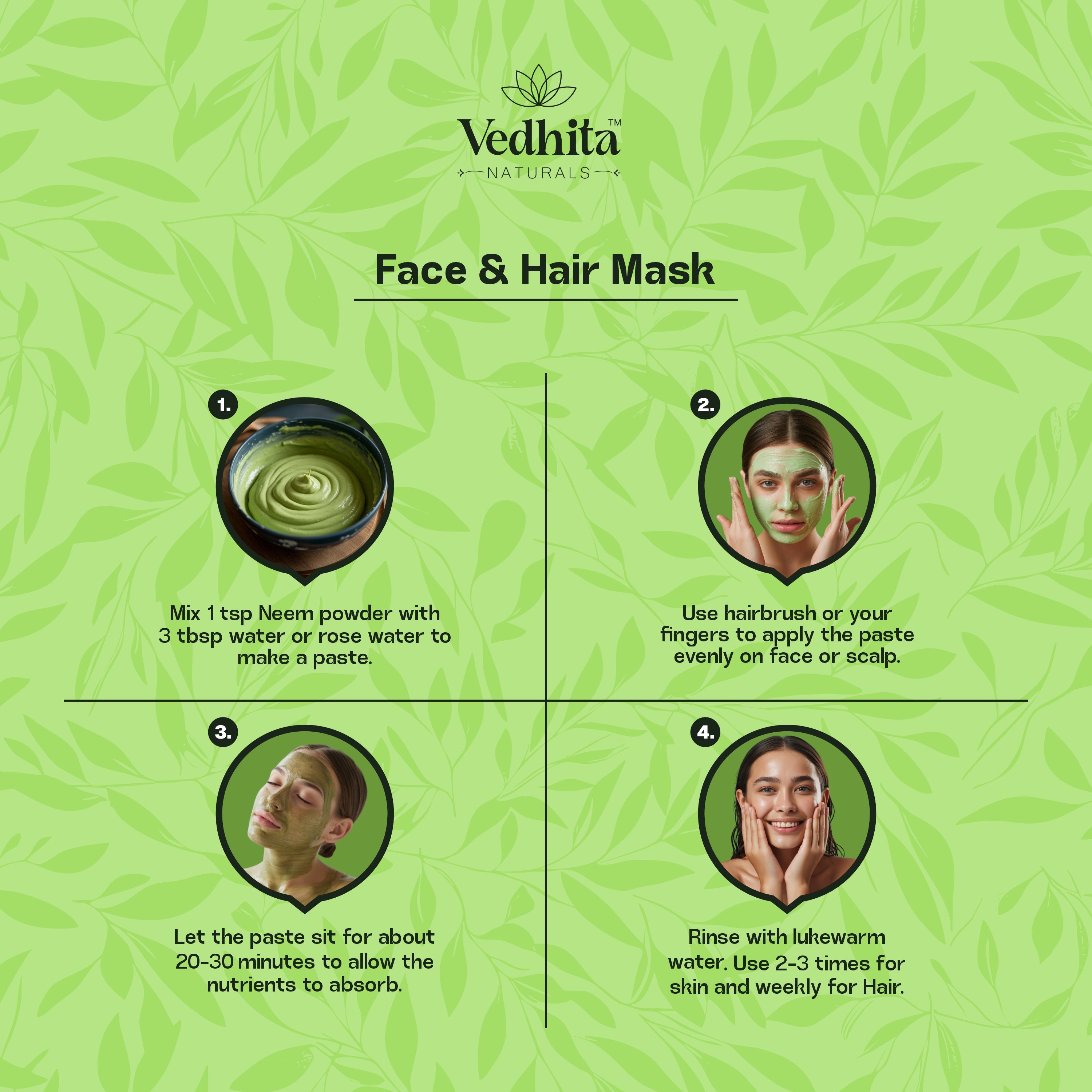 Vedhita Neem Leaf Powder - 100% Pure & Natural