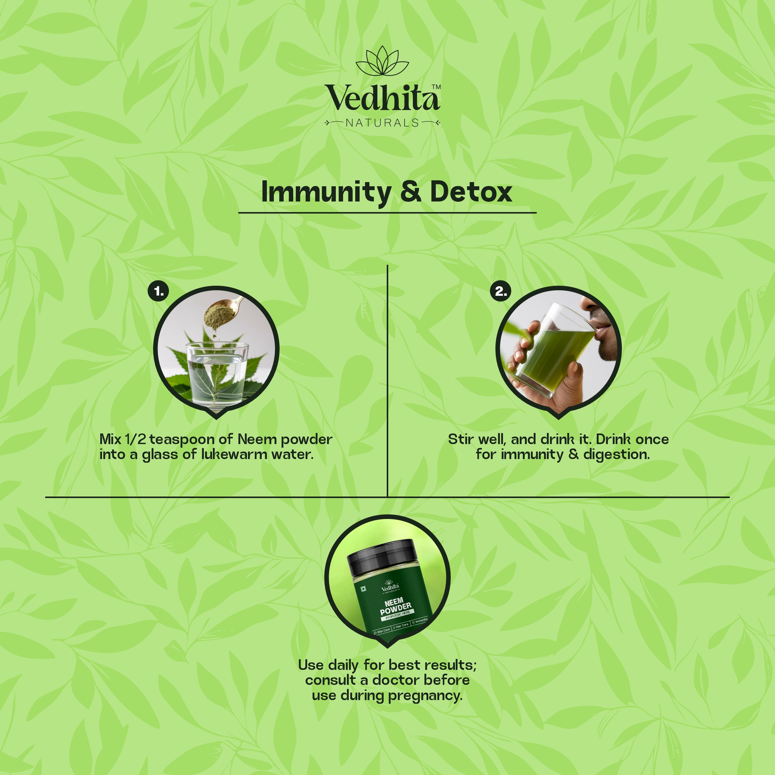 Vedhita Neem Leaf Powder - 100% Pure & Natural