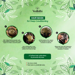 Vedhita Naturals 100% Pure Reetha Powder for Hair | Soapnut powder | 100% Pure and Natural, Herbal Hair Care Blend for Stronger, Shinier Hair (200g + 50g Extra)