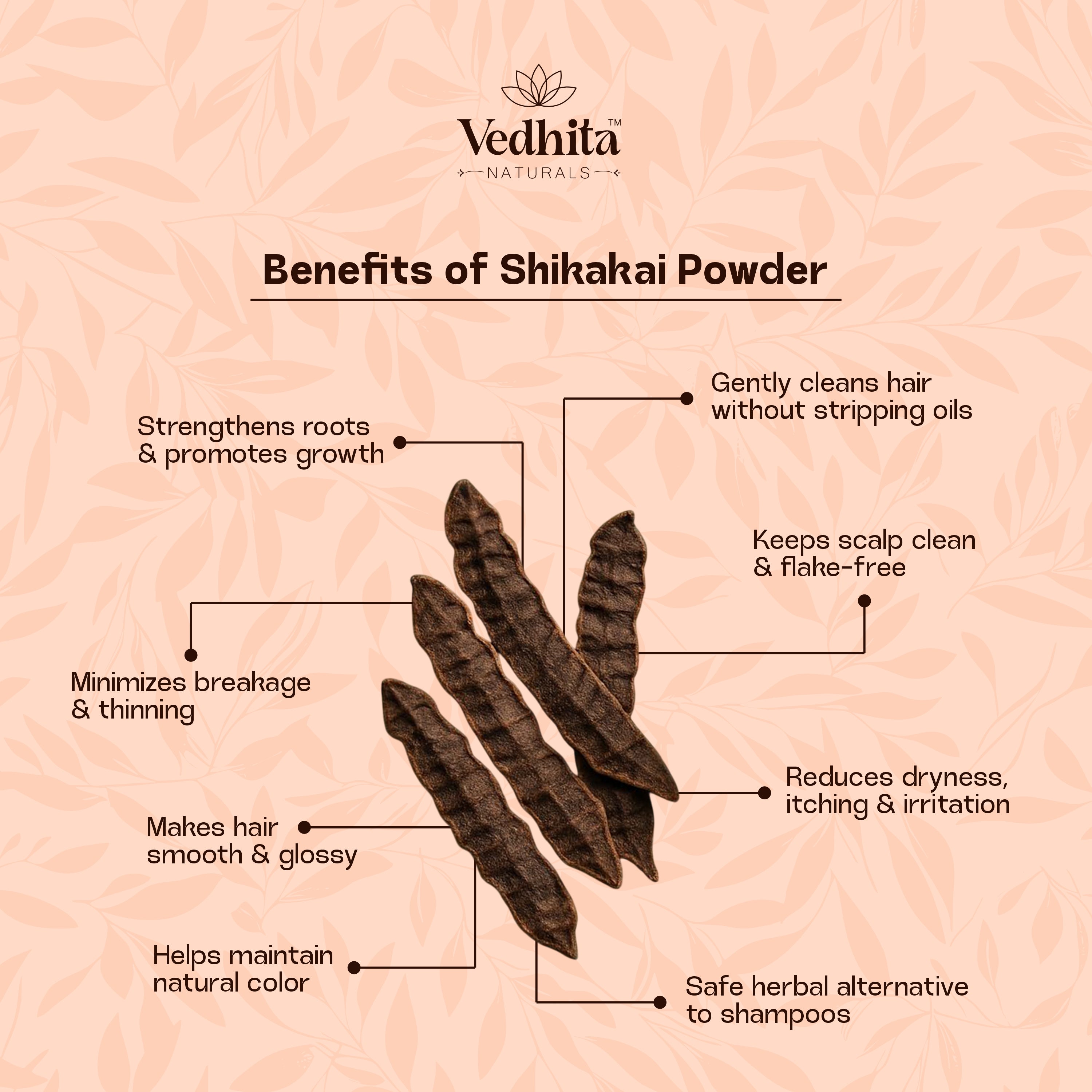 Vedhita Shikakai Powder - 100% Pure & Natural  | Herbal Hair Care