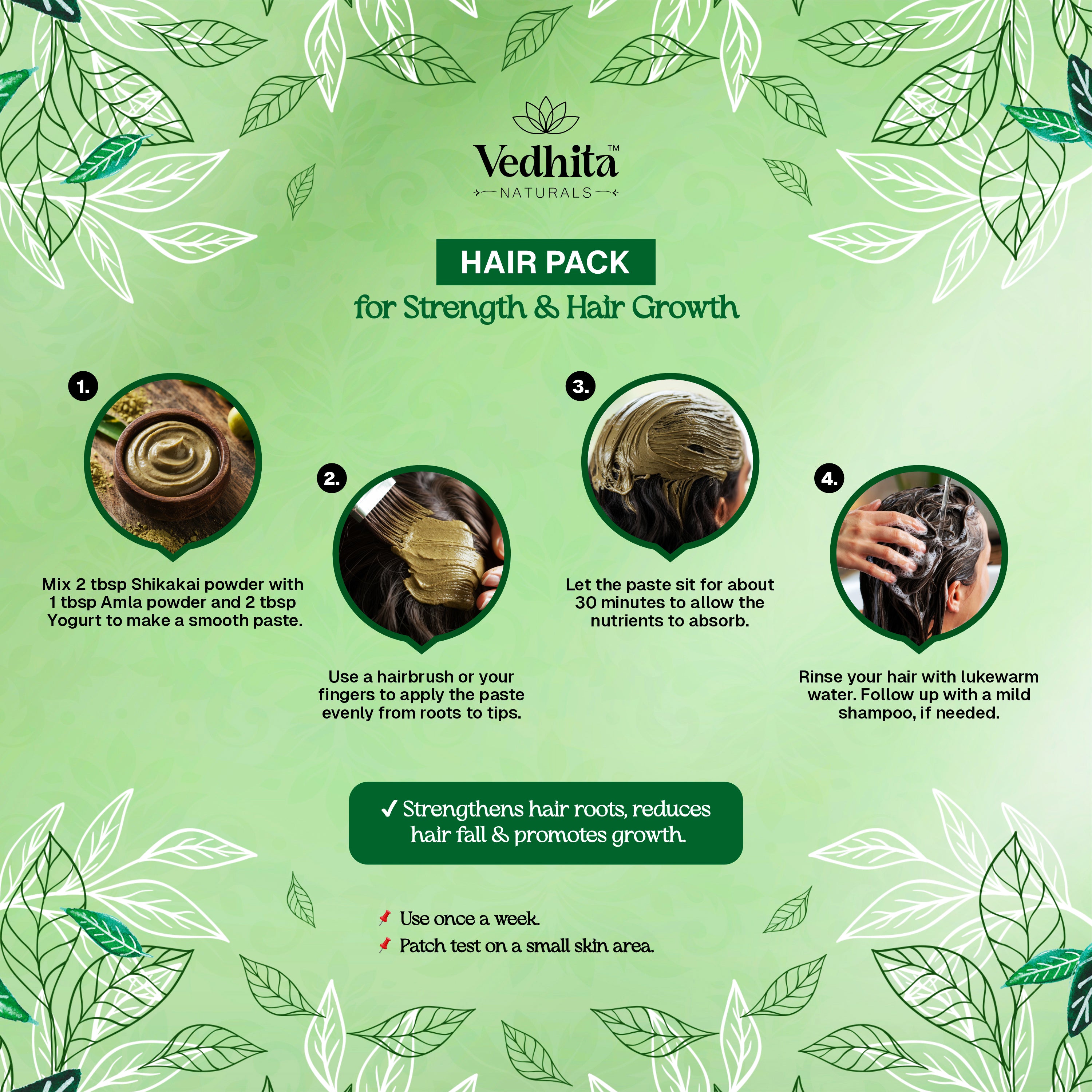 Vedhita Naturals 100% Pure Shikakai Powder for Hair | 100% Pure and Natural | Hair Nourishment & Scalp Care (200g + 50g Extra)